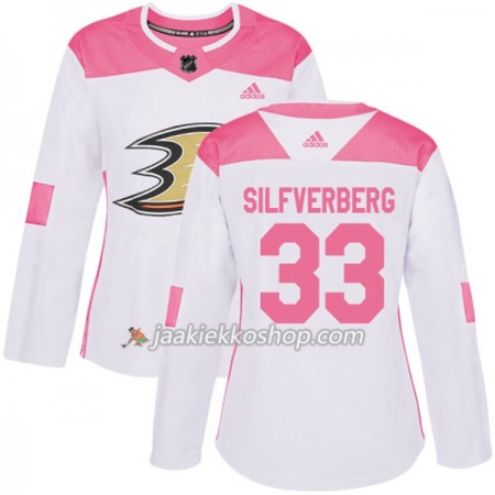 Nainen NHL Anaheim Ducks Pelipaita Jakob Silfverberg 33 Adidas 2017-2018 Valkoinen Vaaleanpunainen Fashion Authentic